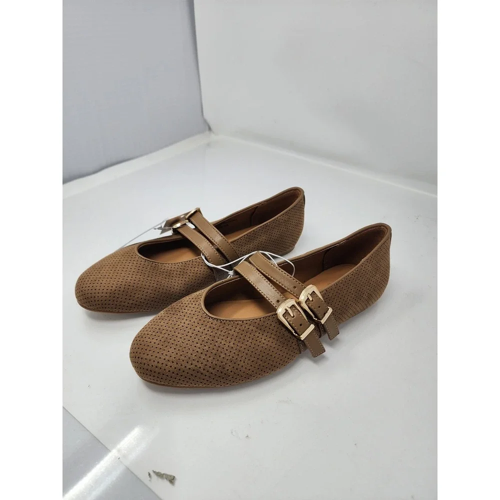 Universal Thread Womens Mary Jane Flats Brown Faux Suede Casual Size 6